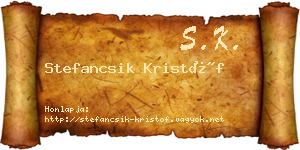 Stefancsik Kristóf névjegykártya